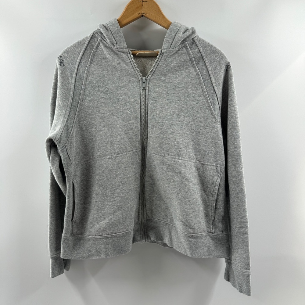 Route 66 Gray Zip-Up Jacket w/ Floral Shoulder Detail – Size XL